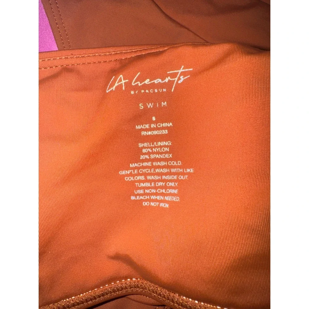 LA Hearts by PacSun Rust Orange Bandeau High Cut Bikini Set Small